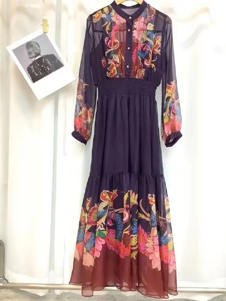 Высочайшее качество новое весеннее длинное платье 2025 года высокое женское