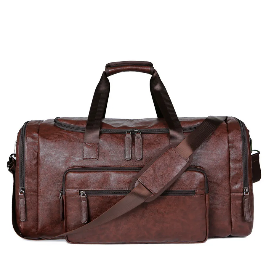 

New Men Waterproof Leather Travel Bags Large Capacity Women Luggage Duffle Bag Big Traveling Handbag Unisex Business Trip Tote