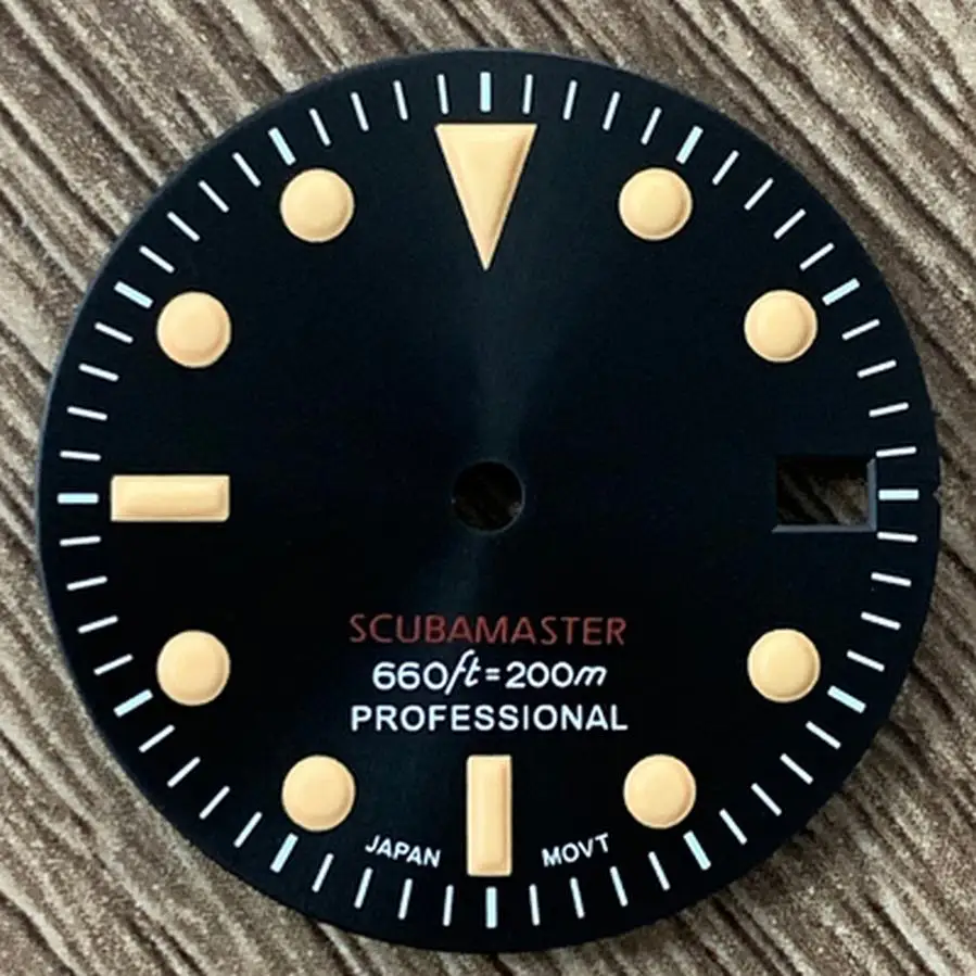 Vintage dial white black C3 green luminous For Abalone SKX007 MM watch accessories nh36 nh35 Movement Dial 28.5mm Watch MOD case