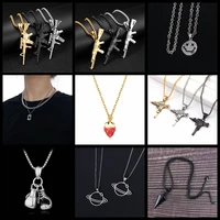 new high quality fashion punk gothic style viking wolf rifle hip hop men and women necklace pendant jewelry chain wholesale