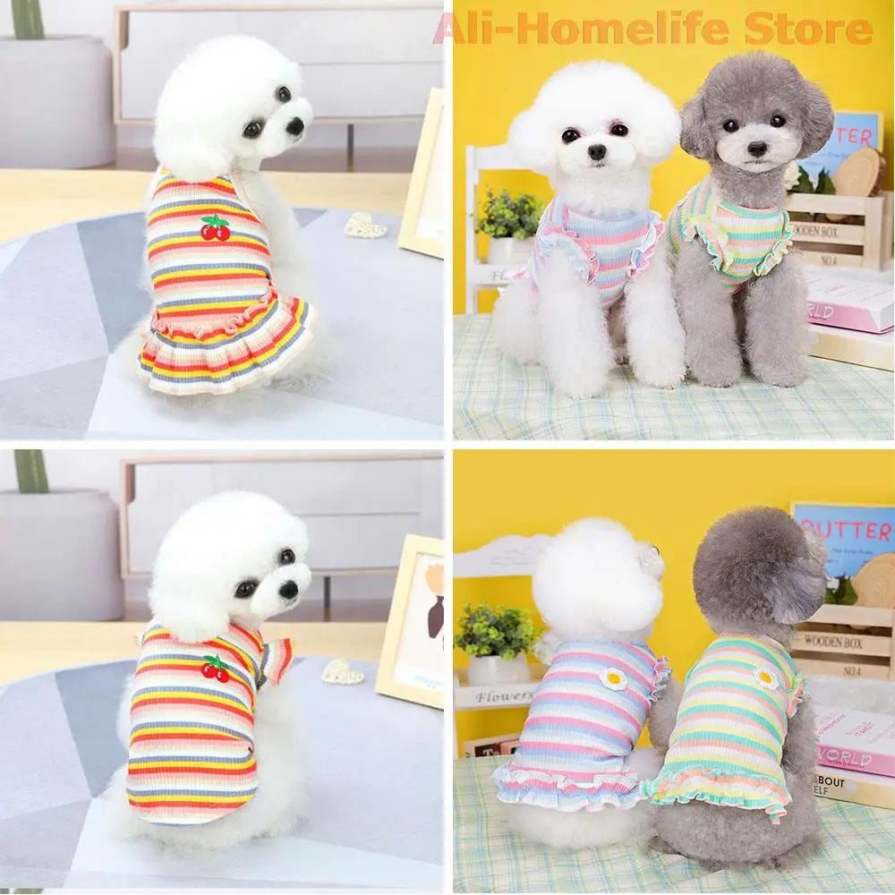

Striped Dog Clothes Summer Pet Clothes Dog Slip Dress T-shirt Vest Bichon Chihuahua Yorkshire Teddy Perro Costume Vestido Ropa