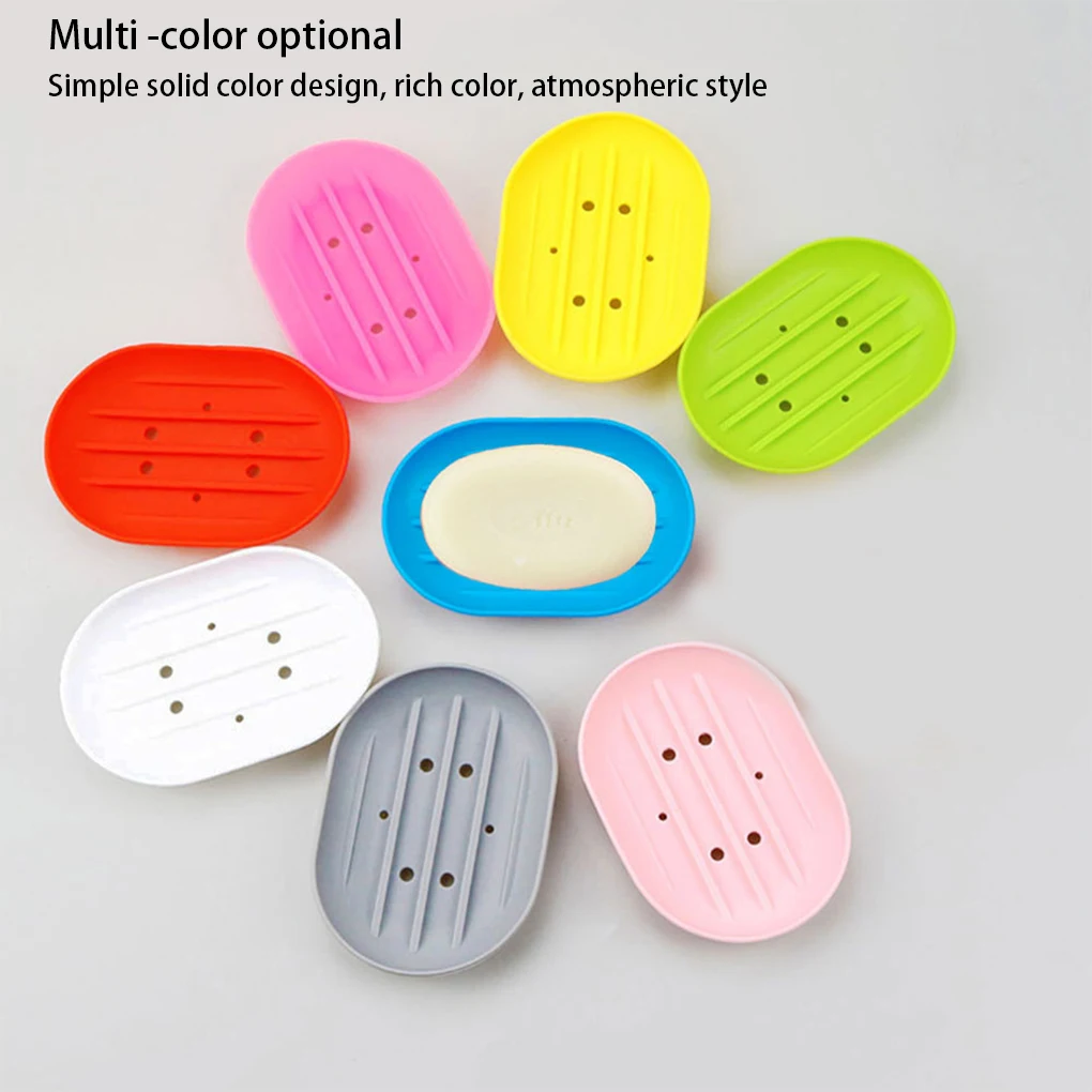 

Silicone Bathroom Soap Dish Plate Holder Tray Case Anti-skidding Shower Hiking Flexible Kitchen Washroom Organizer Red