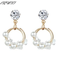 niche design pearl new luxury crystal hoop earrings for women girl charms pendientes aesthetic vintage sailor moon jewelry gift
