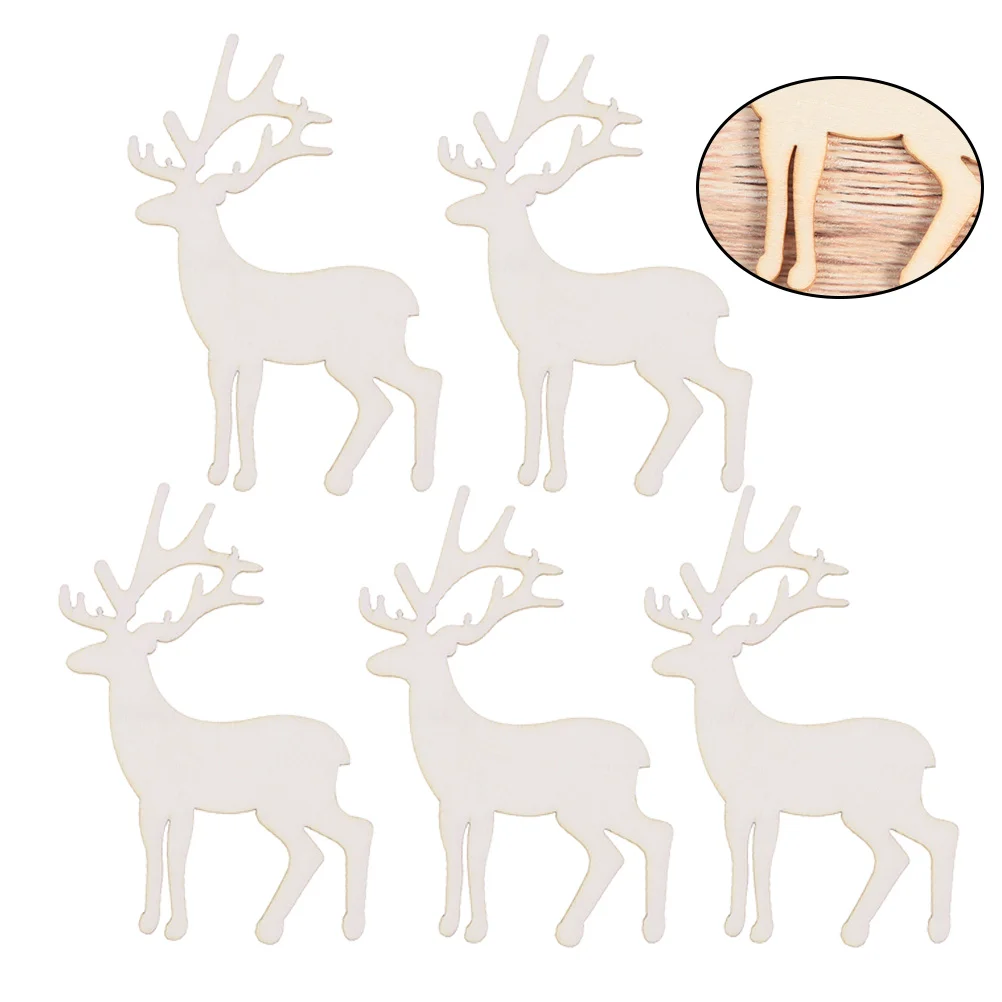 

20 Pcs Wood Decor Animal Wooden Slices Wooden Slices Christmas Wood Shapes Christmas Wood Disc Reindeer Decoration