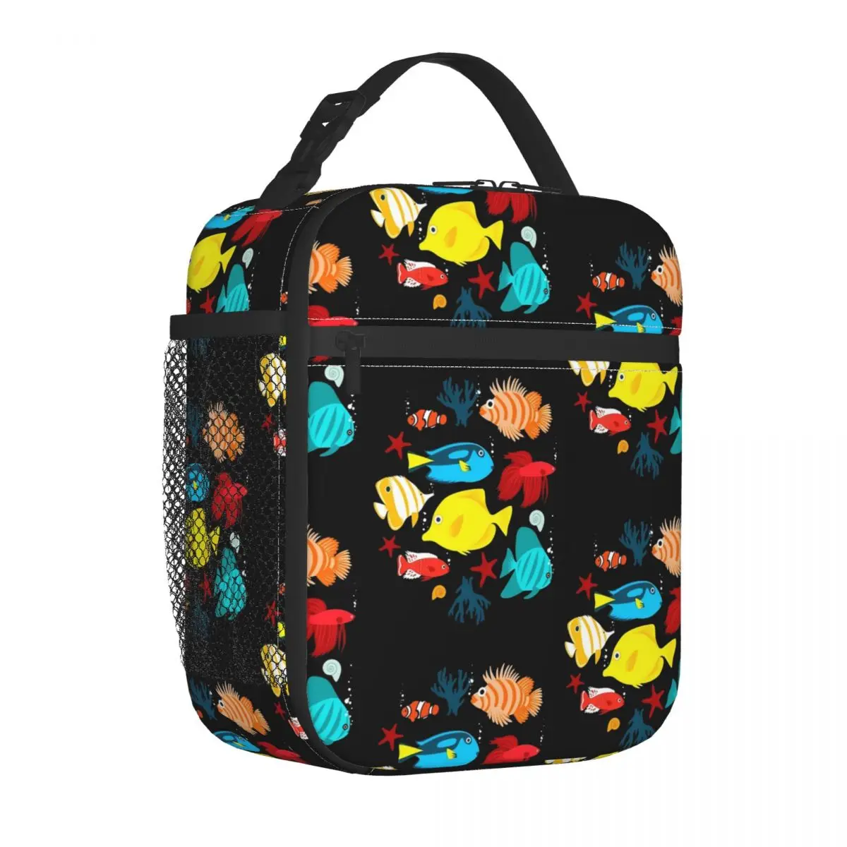 

Tropical Marine Lunch Bag Women Colorful Fishes Print Lunch Box Picnic Cooler Bag Portable Zipper Oxford Thermal Tote Handbags