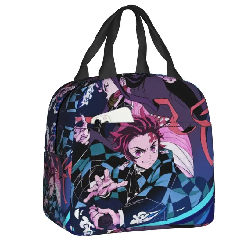 

Demon Slayer Kimetsu No Yaiba Insulated Lunch Bag for Women Resuable Tanjiro And Nezuko Thermal Cooler Bento Box Kids School