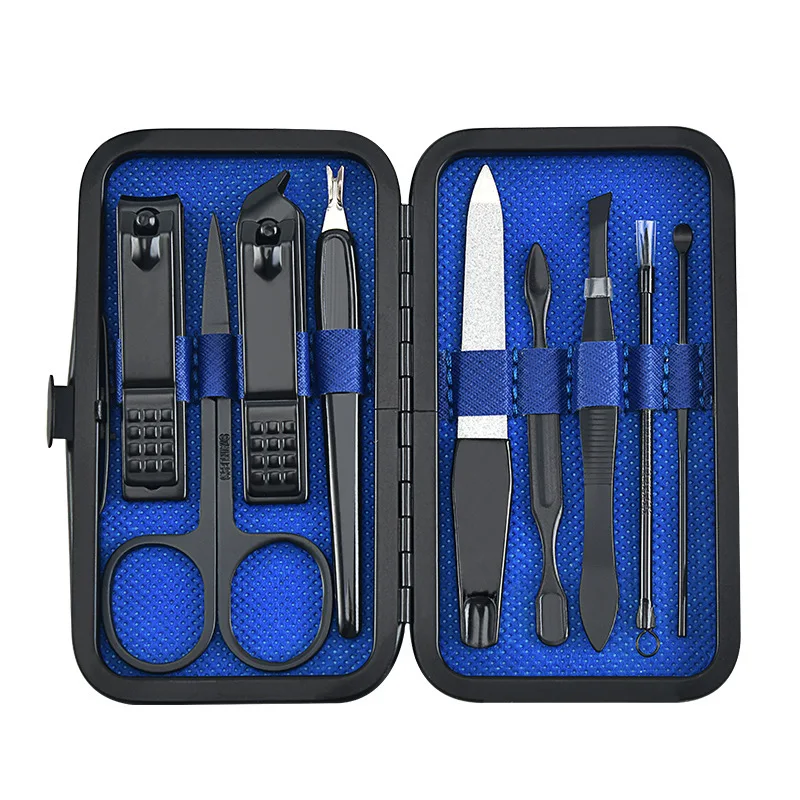 

9pcs/set Nail Clippers Manicure Pedicure Set Portable Travel Stainless Steel Nail Cutter Tool Kit Fingernail Suit