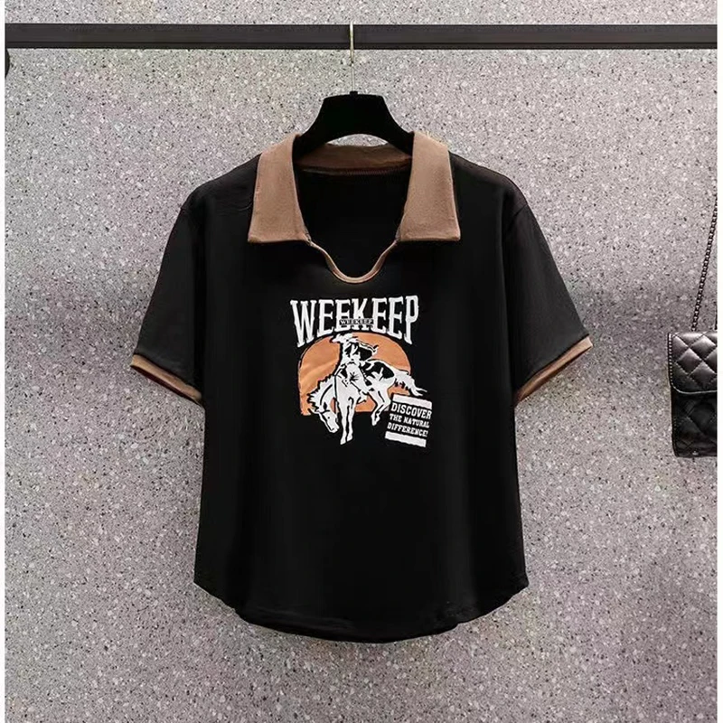 

Футболки в стиле преппи, Женское поло, топ с коротким рукавом, Женские винтажные шикарные уличные топы с надписью, женские футболки оверсайз, женская уличная одежда