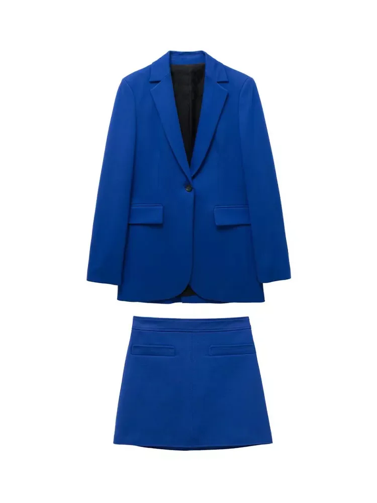 

2022New With Skirt Women's Suit Sets Set Woman 2 Pieces Chic Formal Outfits Elegant Female Blazers Fashion 2022 Mini Skirts