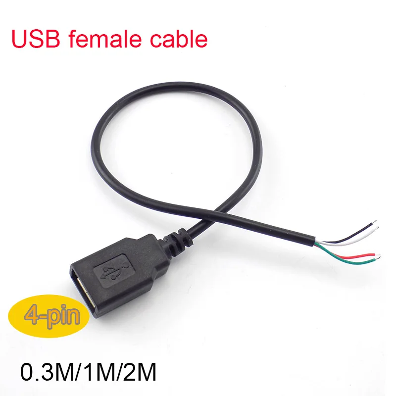 

5V Micro USB 2.0 4 Pin Female Jack 4 Wire Connector extend Cable DIY Transport Data Power Charging Cord line 0.3m/1m/2m Adapter