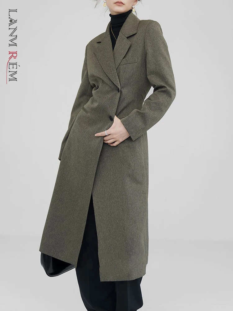 

Пиджак LANMREM женский длинный, Элегантная туника с лацканами в стиле пэчворк, однобортная винтажная верхняя одежда, зима 2023, 26D629