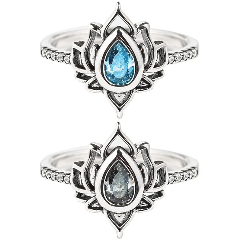 925 Silver Vintage Lotus Rings For Women Girls Cuff Ring Promise Silver Ring Flower Of Paradise Rings Jewelry Gifts Bague Femme