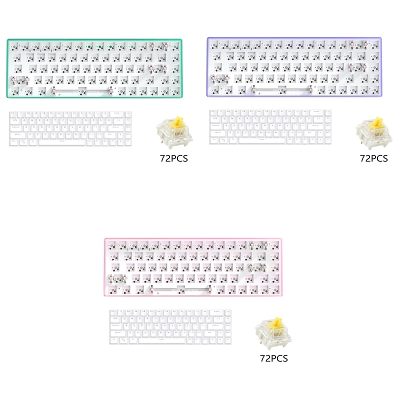 

Механическая клавиатура TESTER68 под заказ + желтая ось + стандартная клавиатура с горячей заменой 2,4G, Двухрежимная Bluetooth-клавиатура
