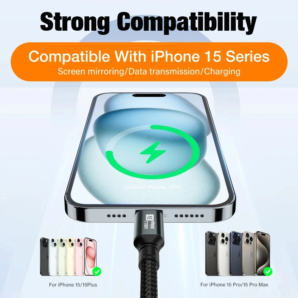 USB-кабель для передачи данных 5 А PD100W USB 3 2 20 Гбит/с