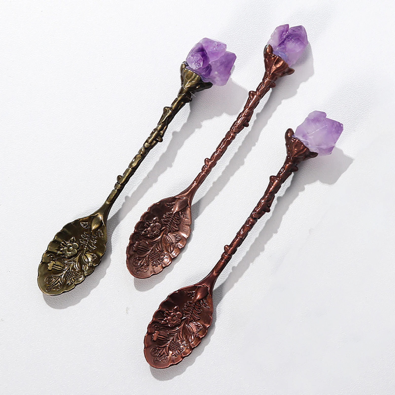

Vintage Royal Style Crystal Head Spoon Dining Bar Alloy Carved Mini Coffee Spoon Flatware Dessert Tea Spoon Kitchen Accessories