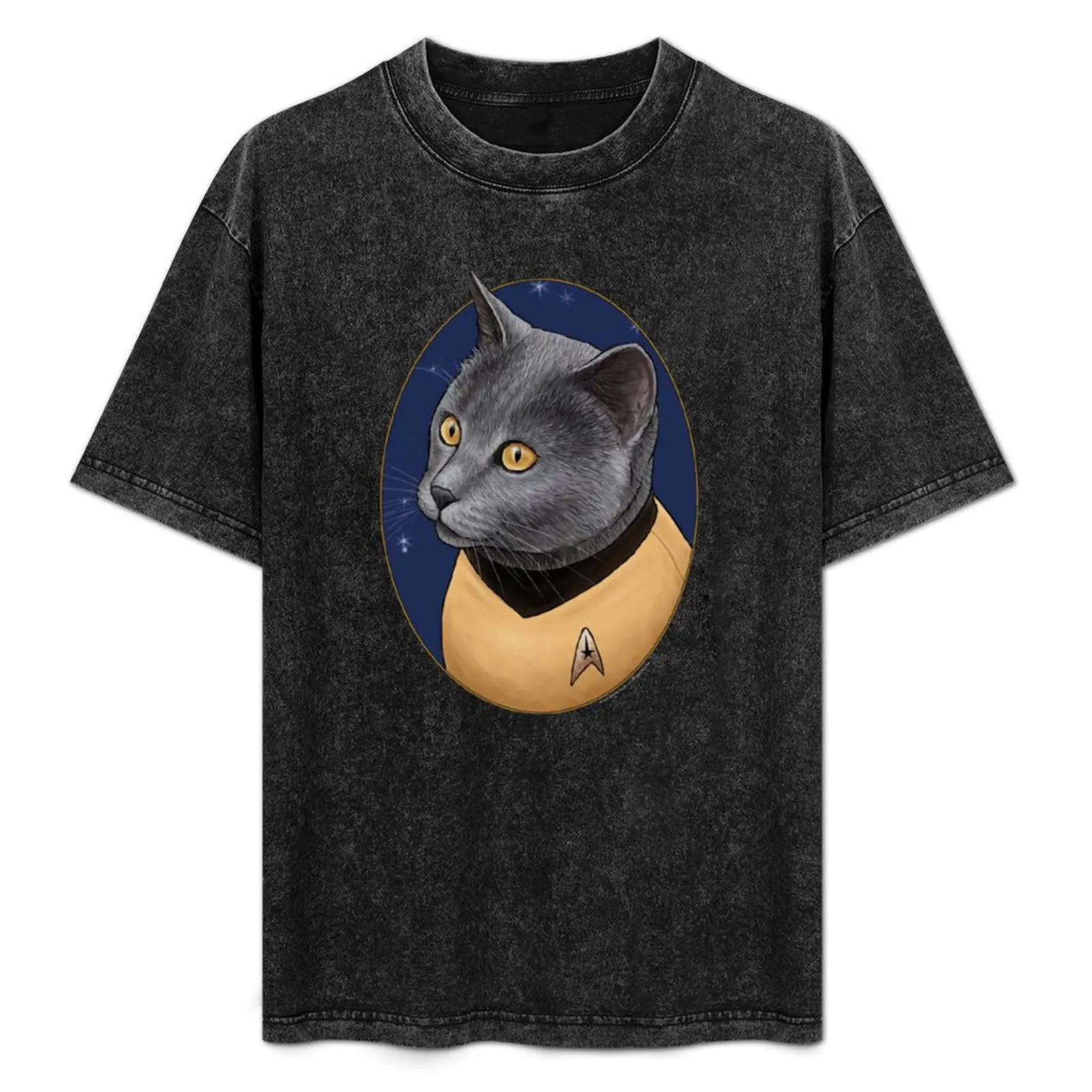 Star Trek футболка с портретом Кот Павел Чеков синяя хлопковая мужская