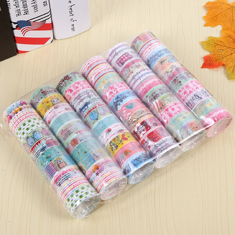 

10pcs Plastic DIY Creative Student Cartoon Mini Color Tape Set Rainbow Decorative Tape Paper Tape Waterproof Office supplies