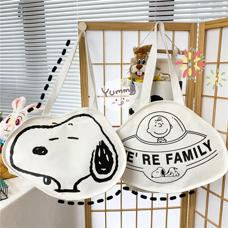 

Cute Kawaii 2022 Spring New Magnetic Snap Snoopy Bag One Shoulder Canvas Bag Cartoon Anime Cloth Crossbody Bag Shopping Purse