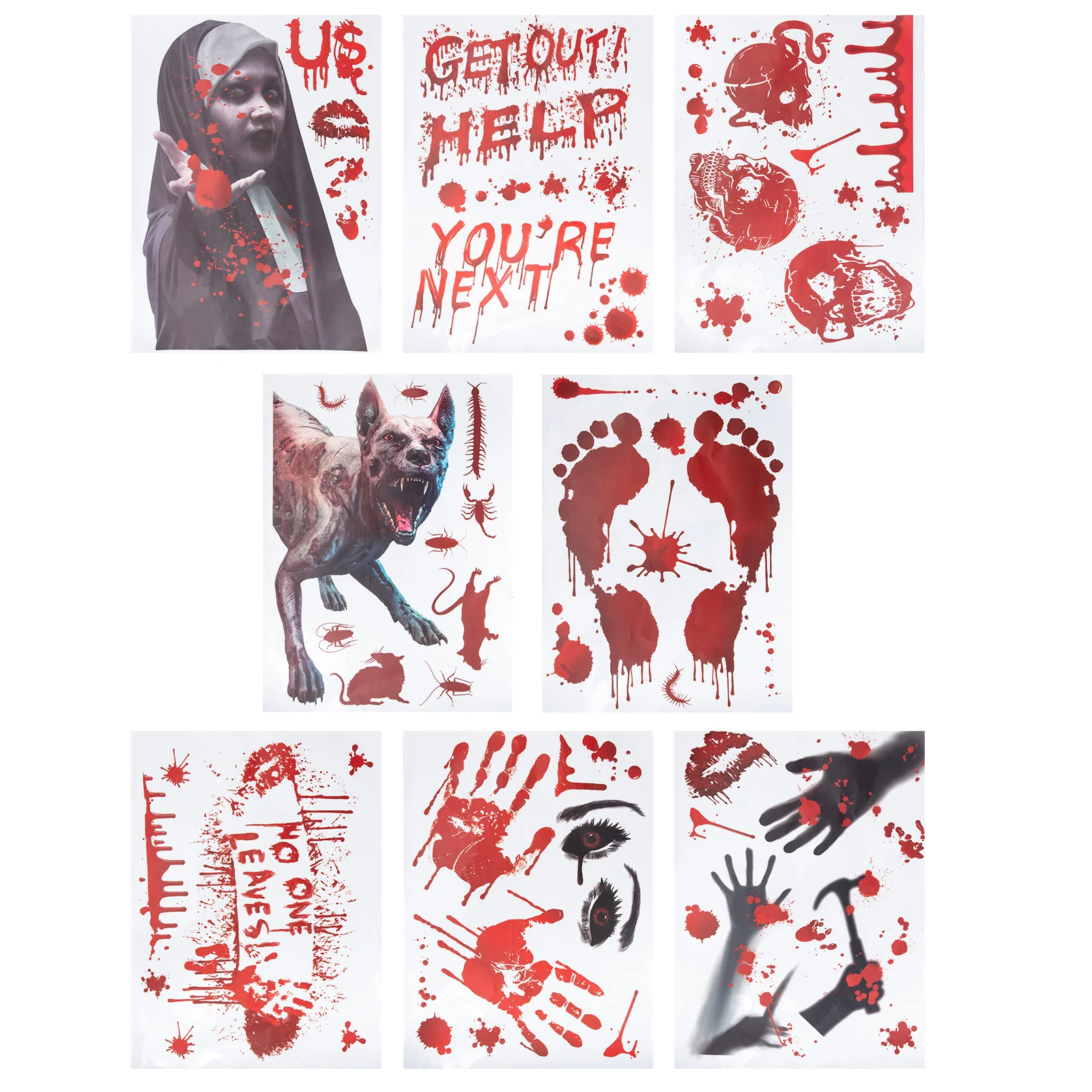 

8 Sheets Bloody Wall Stickers Themed Wall Decals Home Supplies