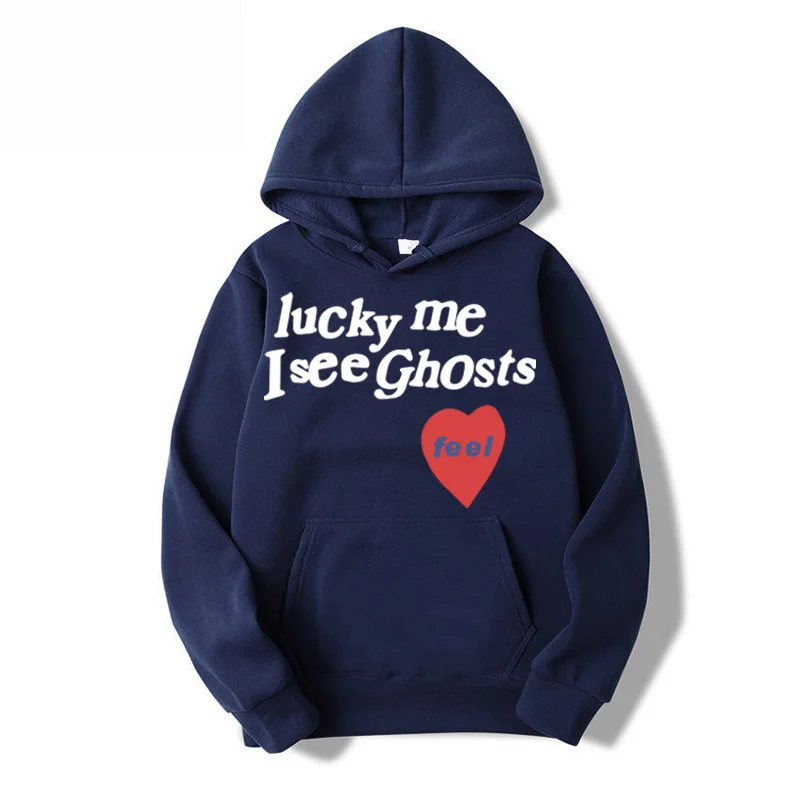 

New Hoodie Men Women Streetwear Spring Autumn Hooded Sweatshirts Lucky Me I See Ghosts Pullovers Unisex Hip Hop Hoodies Korean