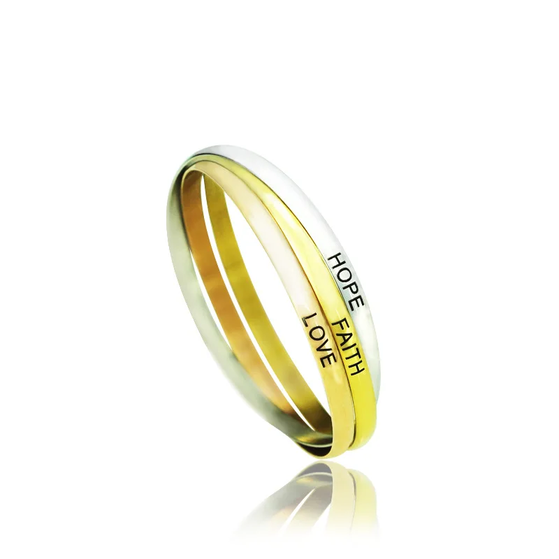 Вдохновляющий браслет Faith FAITH HOPE LOVE Золото Розовое золото Трехцветный из