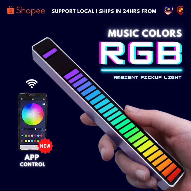 

RBTECH RGB Lampu Musik LED Music Rhythm Light Bar Pickup Sound Control Voice-Activated Ambient Car Desktop Audio