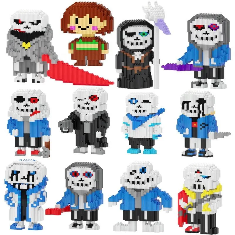 Фото Конструктор Undertale: Скелет, Чара, Фриск, Санс, Папирус, Монстр, Кубики из АБС-пластика, Магические DIY-блоки, Игрушки, Подарки на Рождество и День Рождения