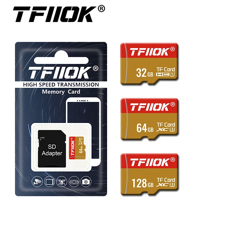 

TFIIOK Micro SD Card 64GB 128GB Flash Memory Cards A2 V10 U1 Class 10 High Speed Microsd TF Video Card for Drone Cameras Phone