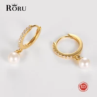 roru 2022 sterling silver 925 earrings zircon pearl stud earrings women making jewelry gifts wedding party engagement