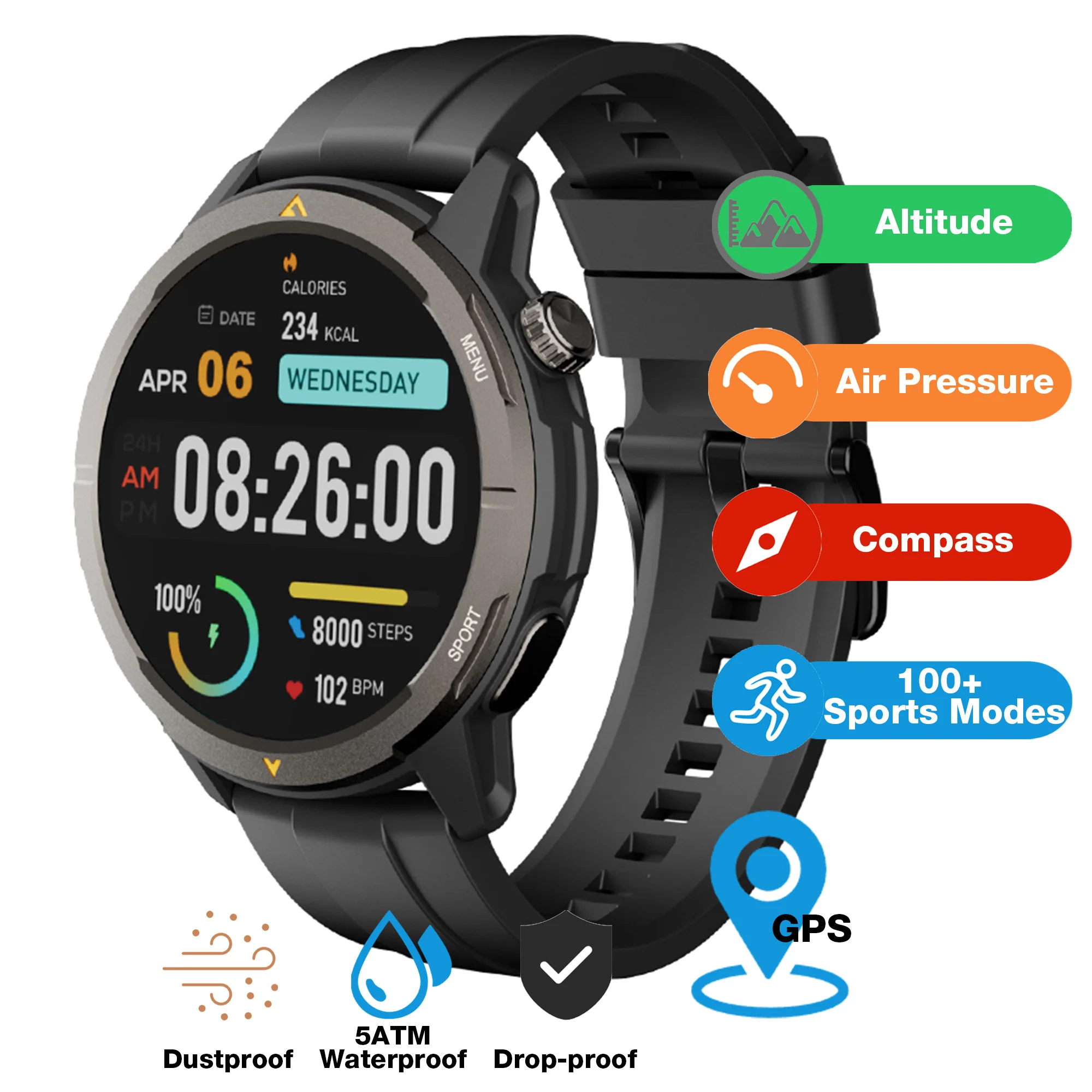 Фото 007 [Оптовая продажа] AGM WATCH W1 GPS Reloj Смарт-часы 2025 5ATM Водонепроницаемые IP68 Спорт на открытом воздухе Фитнес BT Вызов GPS Смарт-часы для M №1