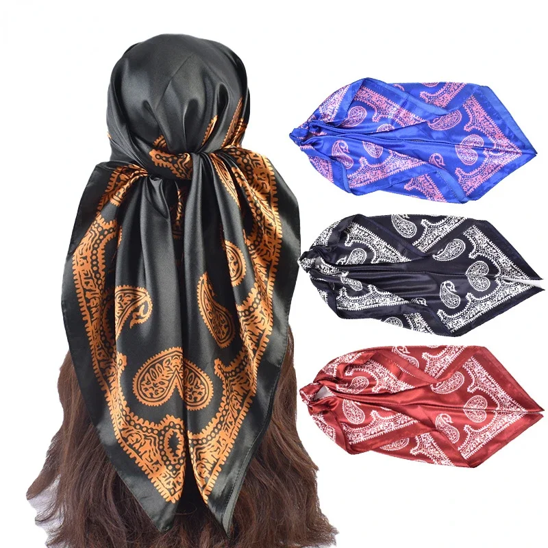 Женский Квадратный Шарф Мягкий Без Морщин С Цветочным Принтом Кешью