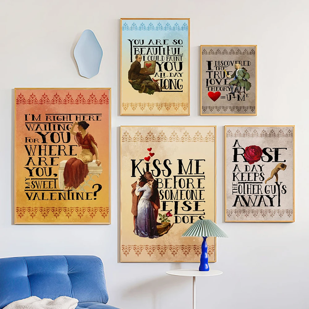 

Lover Kiss Retro Art Quote Poster Print Beautiful Woman Movie High Quality Canvas Painting Room Home Decor Vintage Inspirational