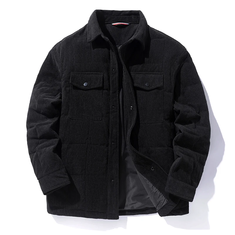 Men Winter Down Jacket Men 2022 New Korean Fashion Waterproof Black Loose Jacket Casual Windproof Corduroy Down Jacket For Men