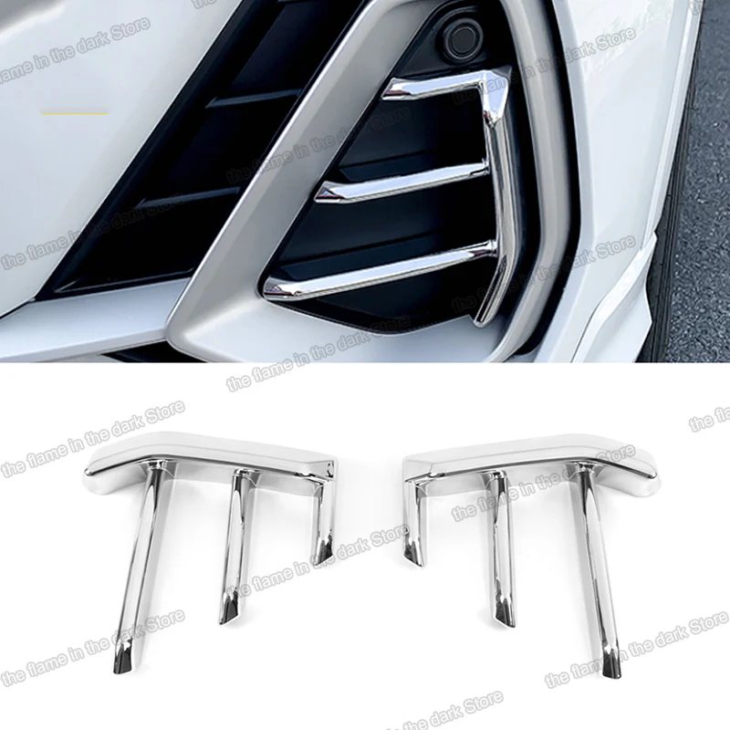 

shiny silver Car Front Foglight Net grille Light Trims for Audi Q3 2019 2020 2021 Accessories Auto Styling Decoration 2022 2023