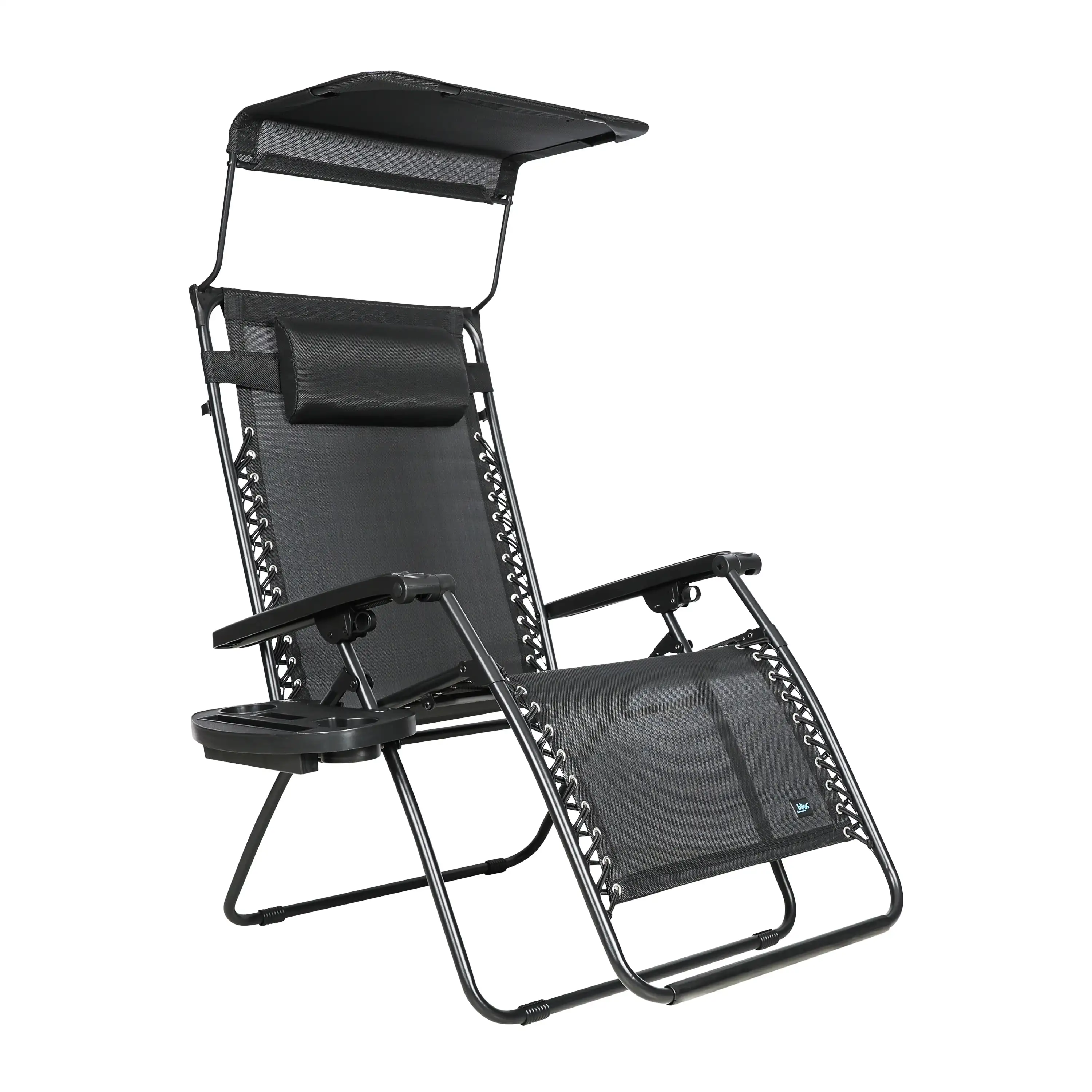 

Гравитационное кресло с навесом, подушка и поднос для напитков, складной открытый газон, палуба, регулируемое кресло для патио, 360 фунтов.