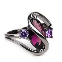 vintage black gold plated purple gem womens ring engagement rings for women luxury 14k ring hurrem sultan rings with stones toi