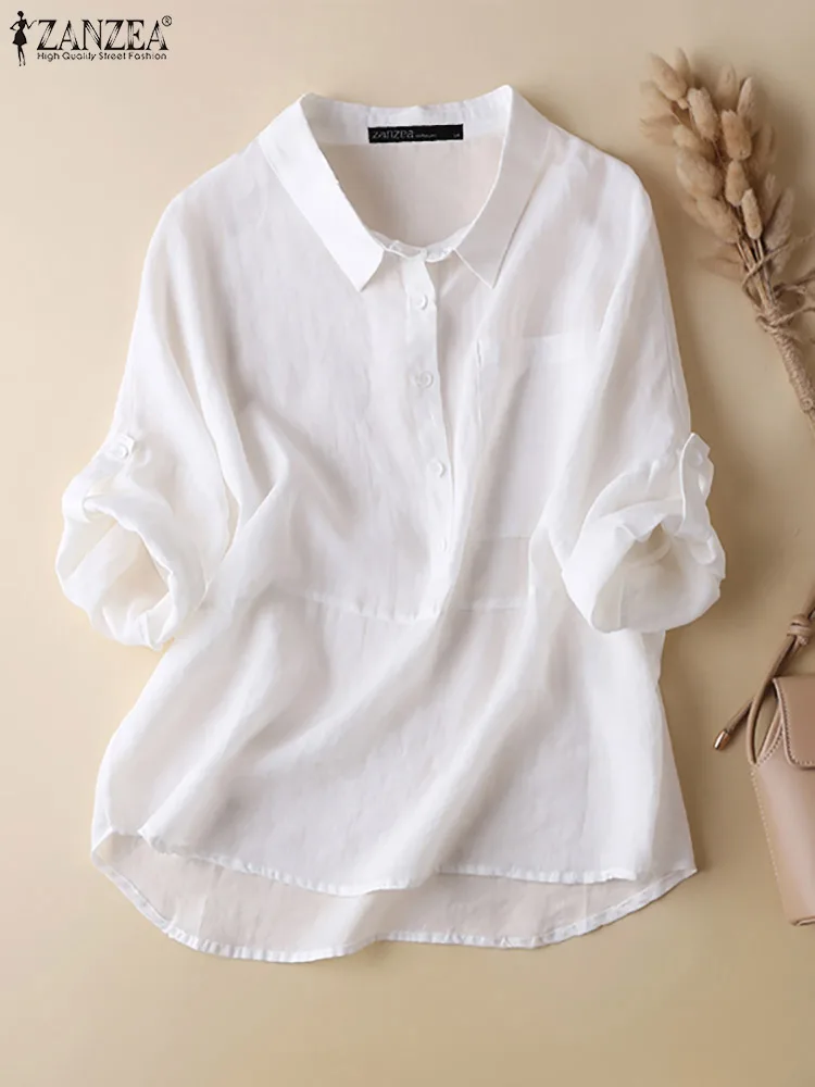 

Женская блузка с длинным рукавом, свободного покроя, с воротником с лацканами