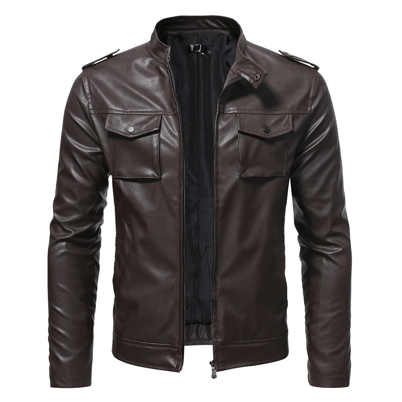 Мужская мотоциклетная куртка-бомбер из натуральной овечьей кожи |