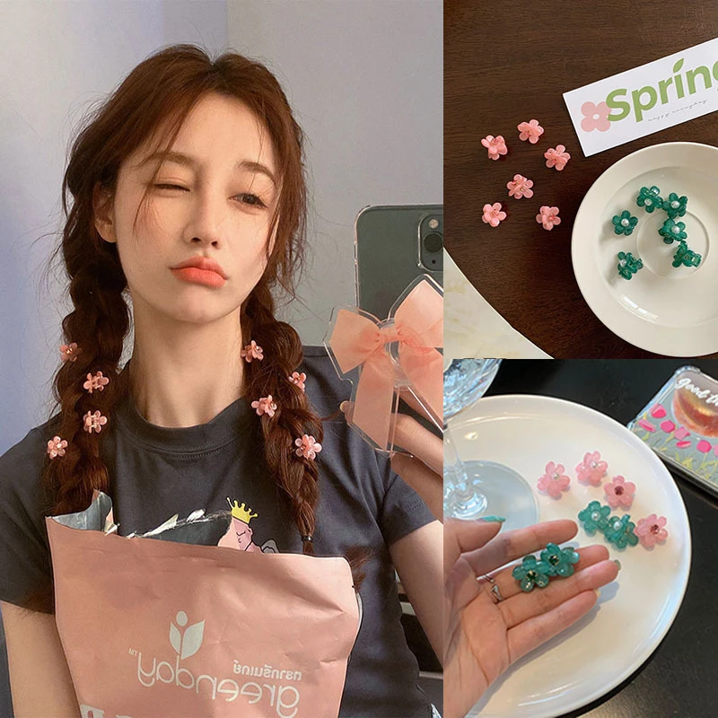 

5pcs Pearl Flower Hair Claw Rhinestones Alloy Hair Clamp for Girls Sweet Summer Side Clip Hair Styling Accessories