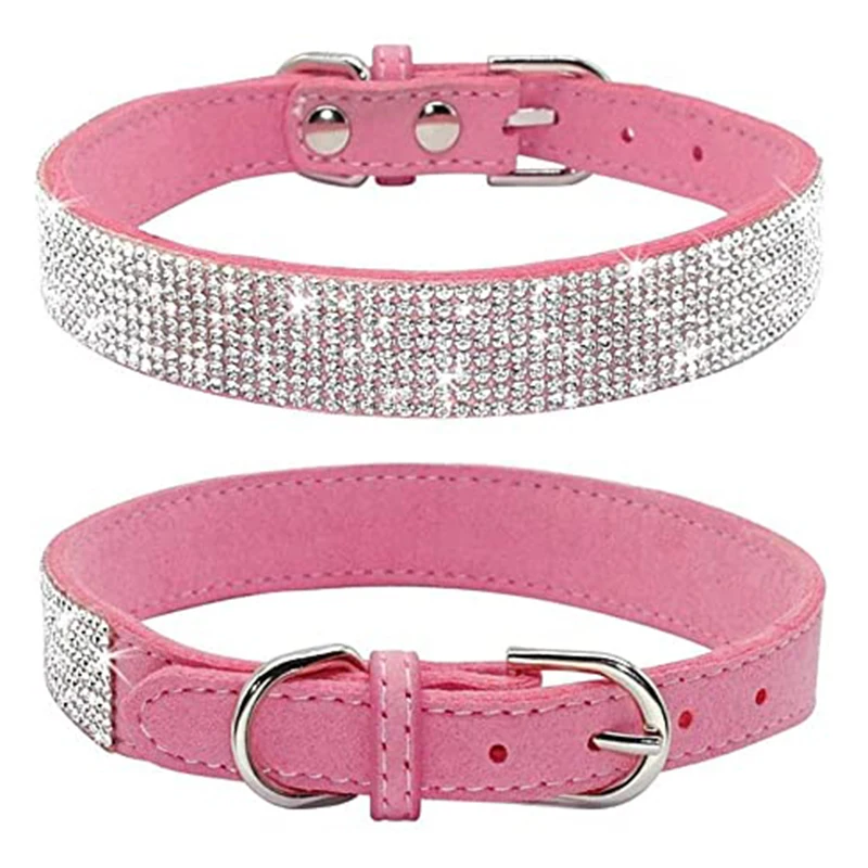 

Dog Collars Shiny Rhinestones Hot Rhinestones Pet Collars Microfiber Durable Collars Soft and Comfortable Pet Collars