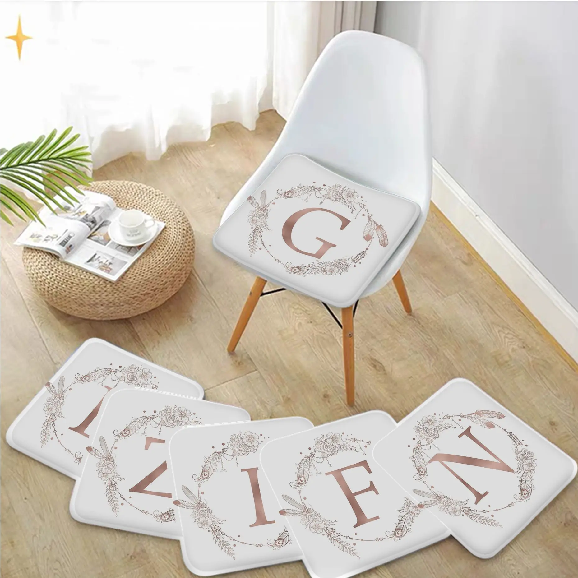 

Pink Letter Decorative Chair Mat Soft Pad Seat Cushion For Dining Patio Home Office Indoor Outdoor Garden Cushions Home Decor