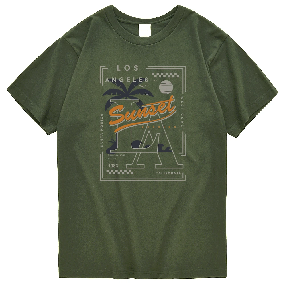 

Sunset In Los Angeles, California, 1983 Print Male T-Shirts Alphabet Sport Tops Street Sport Clothes Cool Regular Man'S Tshirt