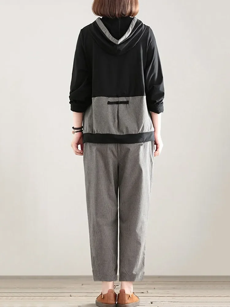 Женский повседневный комплект из 2 предметов пуловер с капюшоном и