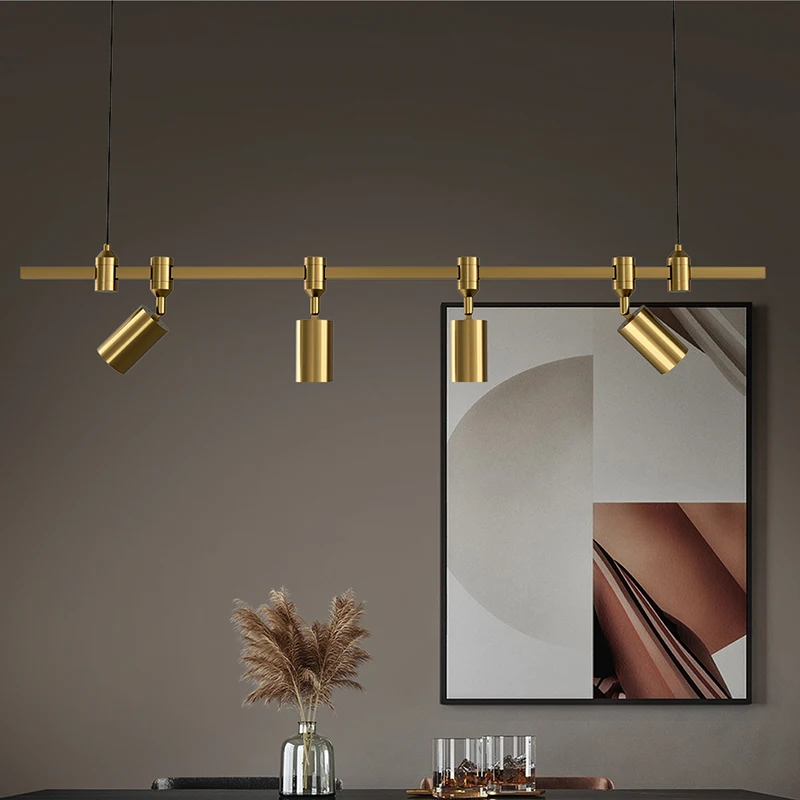 

Vintage Modern Brass Gold Luxury Hanging Bar Chandelier LED Kitchen Island Chandelier And Pendants Light