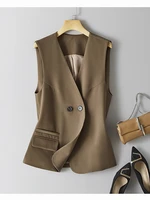 new summer womens vest stylish v neck button fit standalone sleeveless jacket for office commuting wear
