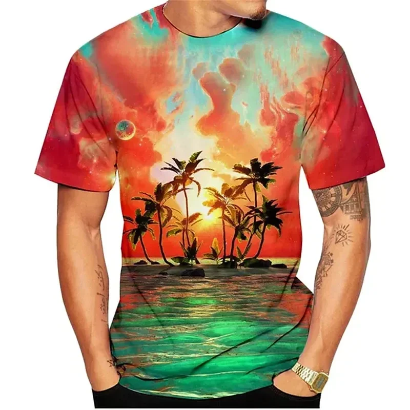 

Men's Unisex T shirt Coconut Tree Graphic Prints Beach Crew Neck3D Print Outdoor Street Short Sleeve Apparel Sports Designer
