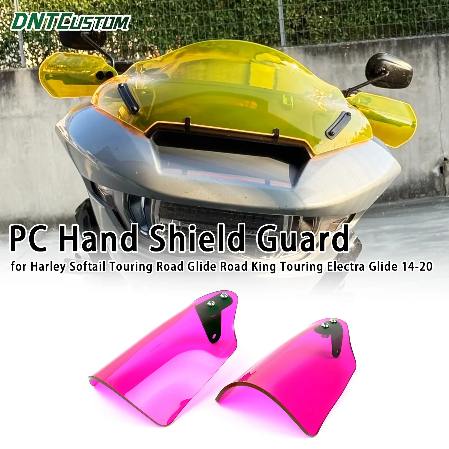 Фото Защита для рук DNTCUSTOM PC, толщина 4 мм, дизайн спойлера, для Harley Softail Touring Road Glide Road King 14-20 №1