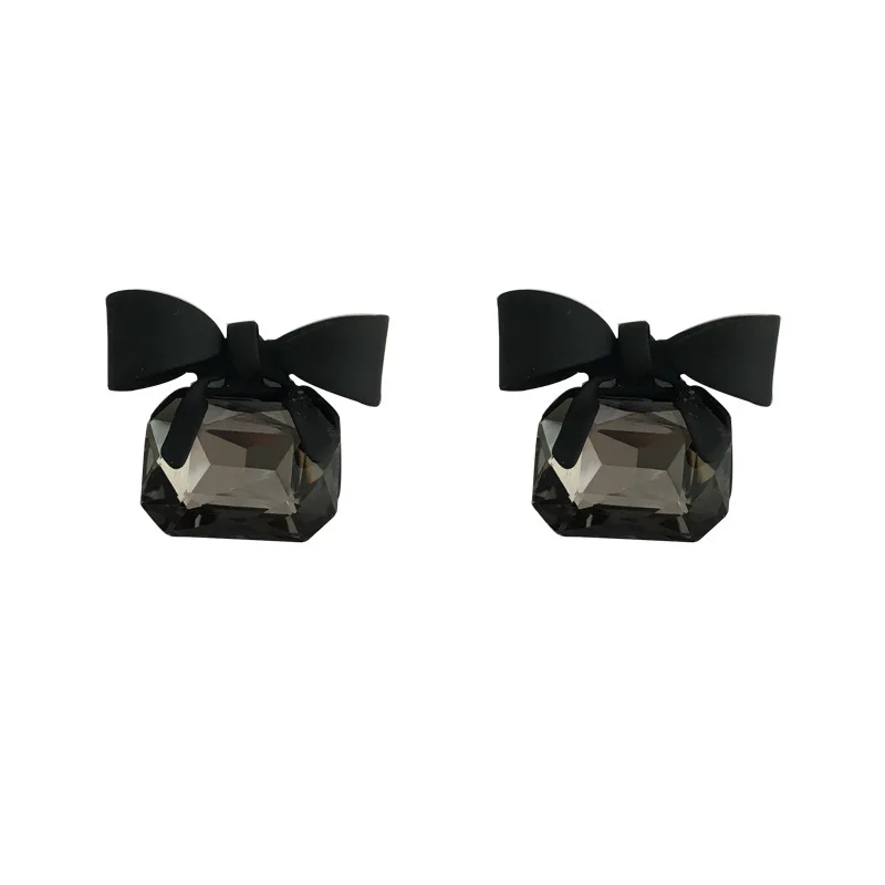 

PTQASP 2023 New Jewelry Fashion Black Color Bowknot Cube Crystal Earring Square Bow Earrings for Women Pretty Gift