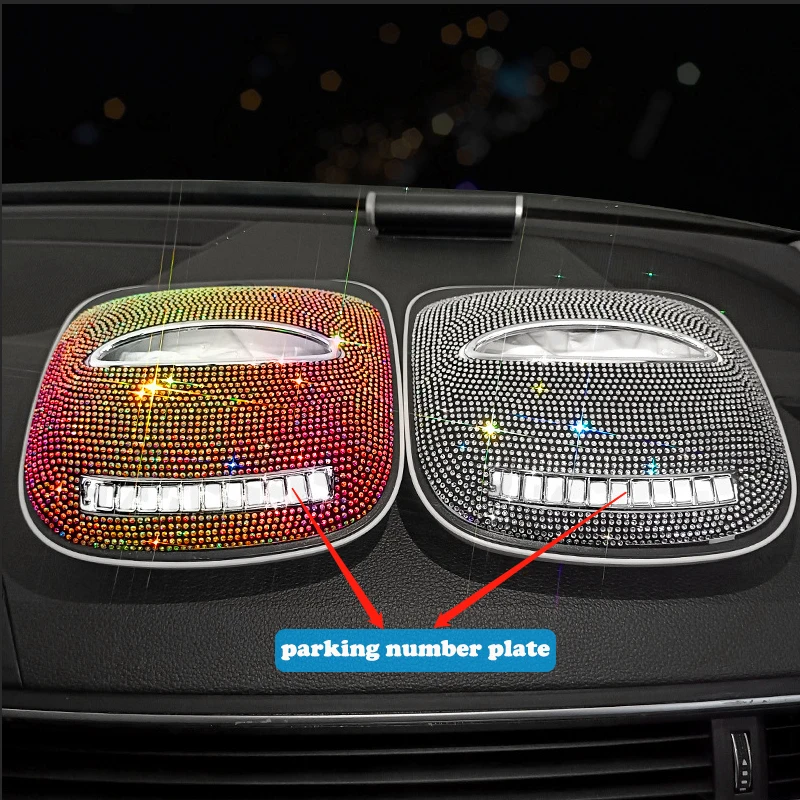 

Creative Tissue Box Bling Diamond Block-type Case for Car Styling with Temporary Parking Phone Number Plate