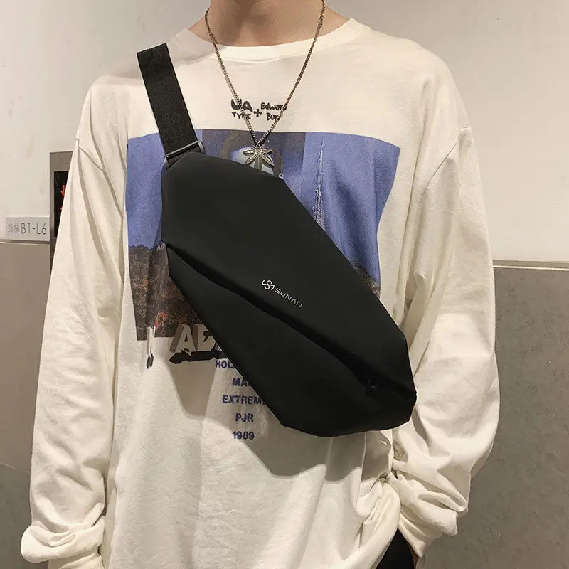 Fashion Chest Bag Men's Simple Shoulder Bag Waist Bag Portable Magnetic Clasp Travel Chest Pack Motorcycle Riding Crossbody Bag